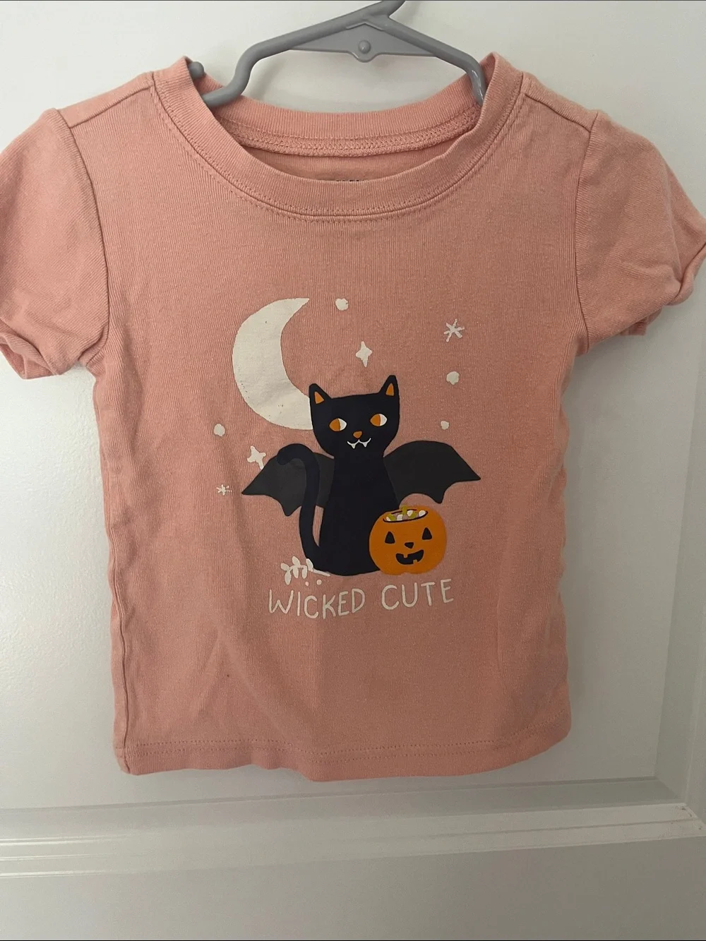 Old Navy Pink Halloween Cat Tee with Pumpkin Graphic